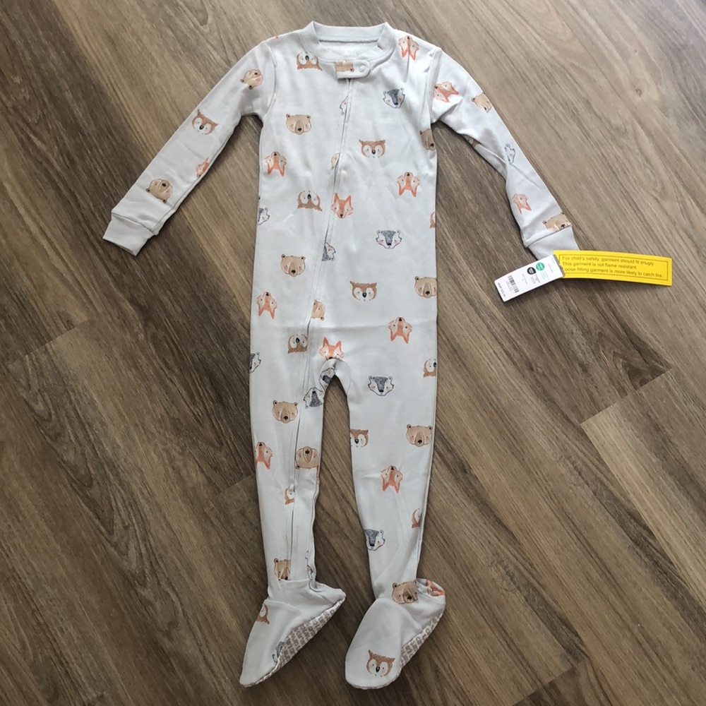 NWT 3T Toddler 1-Piece Animals 100% Snug Fit Cotton Footie Pajamas
